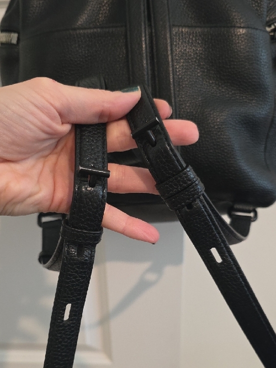 KARA Black Pebbled Round Leather Backpack main image 9